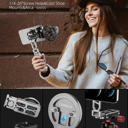 Foldable Magnetic Tablet Phone Holder Handle Phone Tripod Mount w Arca ColdShoe Desk Mount for iPhone 16/15/14/13 XIAOMI Magsafe