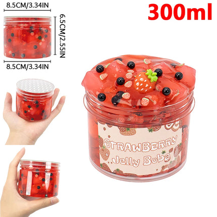 300ml Large Fruit Capacity Crunchy Crystal Slime Set Super Soft And Non-Sticky Jelly Putty Cube Slime Birthday Party Favor Gifts