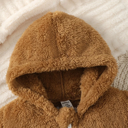 0-9 Months Baby Boy&Girl Winter Coat Plush Splicing Hoodie Crawler Clothing for Infant Warm Clothes Baby Thickened Outerwear