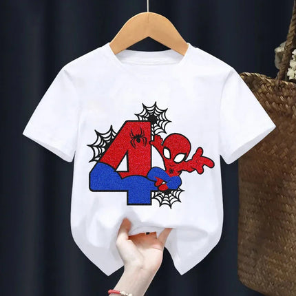 Marvel Summer Children's 100% Cotton T-Shirt Soft Fabric Cartoon Version Spider-Man Digital Printing Suitable for Boys and Girls
