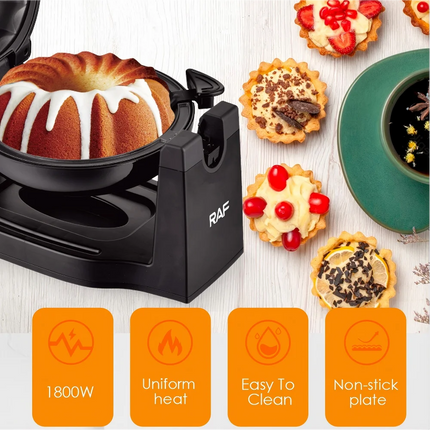 Multifunctional Flip Bread Machine, Home Donut Cake Maker, Automatic Breakfast Toaster for Baking
