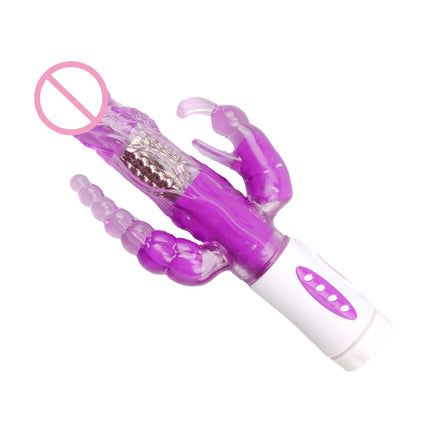 Sextoy 3 In 1 Dildo Rabbit Vibrator Tongue Licking Double Rod Masturbation Anal Clit Vibrator Sex Toys for Women