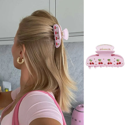 Cute Cherry Hair Clips for Women Girls Rhinestone Fruits Floral Bow Butterfly Acetate Hair Claws Shark Clip Hair Accessories
