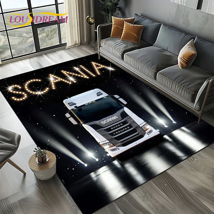 2025 New 3D S-Scania Top Class Truck Lorry Cartoon Rug Carpet for Living Room Bedroom Home Decor, Floor Mat Non-slip Sofa Doormat