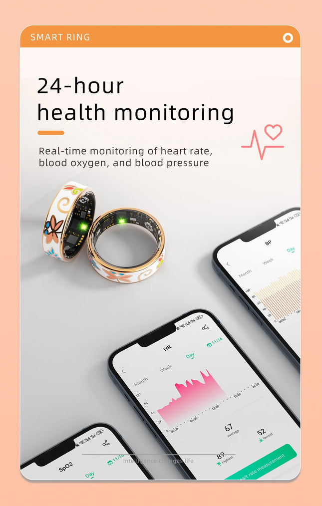 R18 Smart Ring Color Enamels Women Female Stainless Steel Intelligent Finger Ring IP68 Waterproof Smartring Fitness Tracker