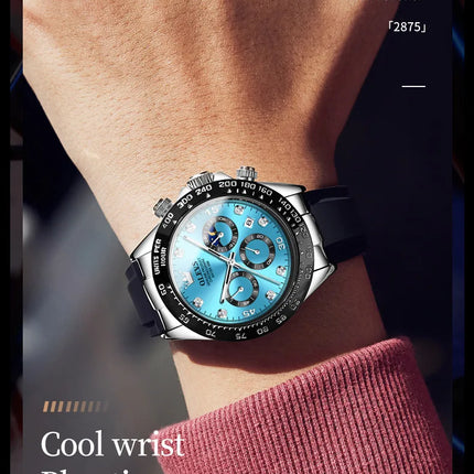 OLEVS 2875 Fashion Men's Watch Luxury Original Moon Phase Calendar Wristwatch Chronograph Luminous Waterproof Watch For Men
