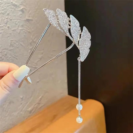 New Pearl U-shaped Tassel Hair Sticks Women's Fashion Ponytail Metal Hairpin for Girls Styling Tools Delicate Hair Accessories
