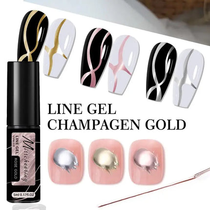 1Pc Gold Silver Metallic Nail Gel Liner Paint Chrome Mirror Effect Super Bright UV LED French Style Semi-Permanent Nail Polish