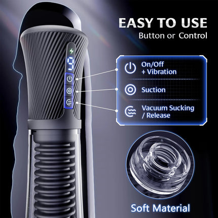 Automatic Male Masturbator Vibrating Vacuum Sucking Machine Transparent Penis Pump Kit with 6 Penis Rings Sex Toy for Men