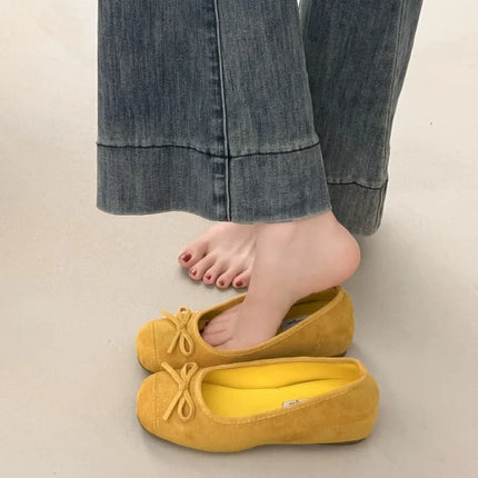 Spring Autumn Internal Elevation Women Mary Jane Shoes Ladies Outdoor Comfort Slip On Women's Butterfly-knot Ballet Shoes