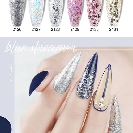 Arte Clavo Glitter Gel Nail 15ml Semi Permanent Soak Off UV Gel Varnish Nail Manicure Top Base Coat Gel Polish Art Decoration