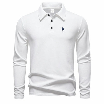 High-end fashion polo shirt, embroidered, long-sleeved, men's clothing, new autumn collection, comfortable and breathable, casual brand T-shirt