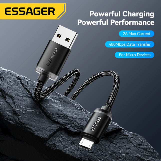 Essager Micro USB Cable Fast Charging Data Cable For Xiaomi Realme Huawei OPPO Samsung Mobile Phone Charger Cord USB Micro Wire