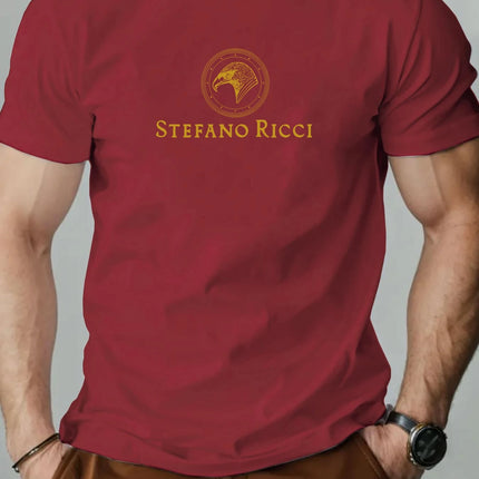 Men's cotton T-shirt, eagle head summer round neck short-sleeved graphic breathable fashion casual T-shirt