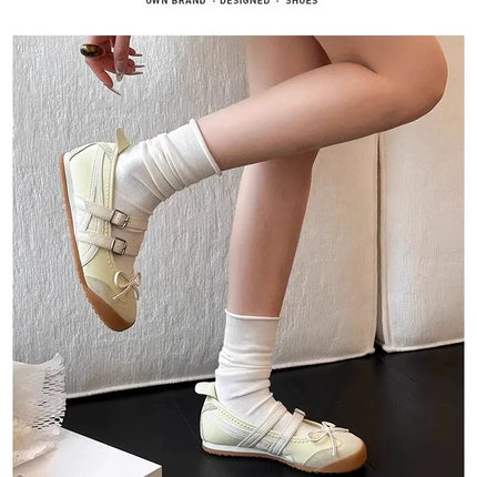 Women Flats Bow Ballet Dance Mary Jane Shoes Summer Sandals 2024 Fashion New Brand Dress Designer Casual Shallow Zapatos Mujer