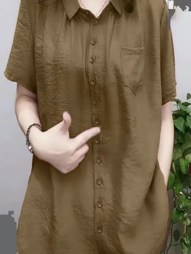 plus Size Loose ort Sve Women's irt Summer New Sle Base Layer Top Korean Sle Commute Linen Fabric Regular Fit