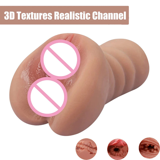 Male Masturbator 2 in 1 Realistic Artificial Vagina Sex Toys for Men Pocket Pussy Blowjob Masturbation Cup Adults Sex Tool 18+