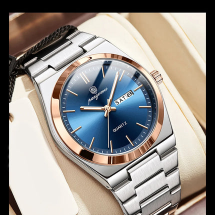 PAAZOMU Luxury Quartz Men's Wristwatch Sport Men Watches Waterproof Luminous Date Week Stainless Steel Men's Watch Male Reloj+box