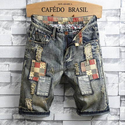 2026 Summer Men's Blue Ripped Jeans Shorts Fashion Casual Denim Shorts Asian Size 28-34 36 38 40 Men Slacks, 2025 New