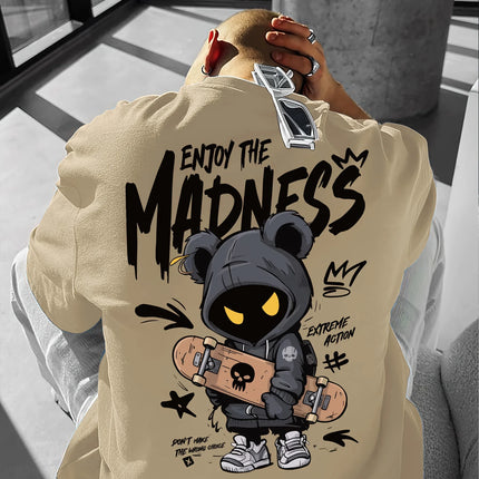 Hot selling fashionable men's cartoon letter printed comfortable and breathable round neck T-shirt outdoor street style top
