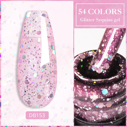 7ml Champagne Gold Sliver Reflective Nail Gel Polish Sparkling Shining Glitter Pink Red Nail Supplies Semi Permanent Gel Varnish