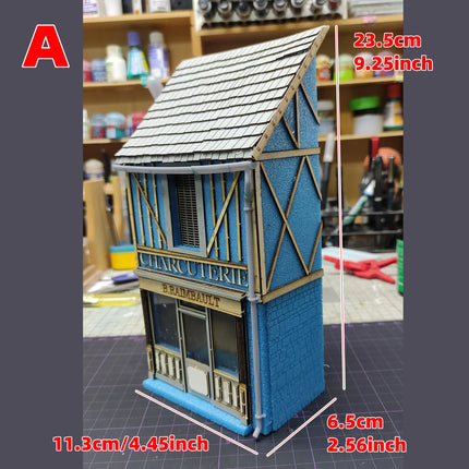 Assembly Architectural Miniature Europe Building House Shop Home Multi-storey Residential Cafe Diorama Scale Model Kit 1/35