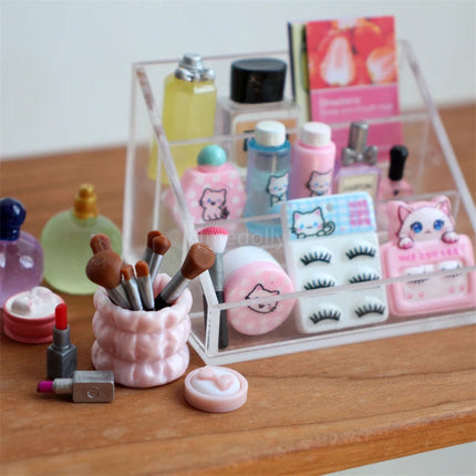 1/6 Scale Miniature Dollhouse Makeup Brush Mini False Eyelash Cosmetic Model for Doll Accessories Toy