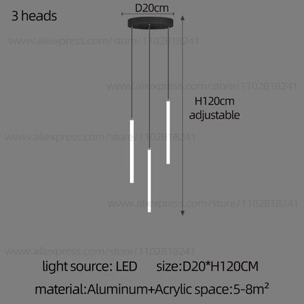 Minimalist Chandelier LED Stair Strip Lamp Duplex Building Interior Lighting Lamps Modern Dining Table Living Room Pendant light