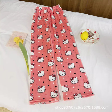 Sanrio Hello Kitty Women's Pajamas Pants Girl Pajama Pants Y2K Cartoon Anime Couple Leisure Home Pants Home Clothing Nighty Gift