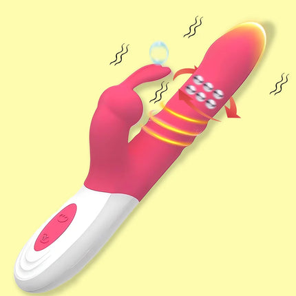 Thrusting Rabbit Vibrator G Spot Clitoral Vibrator Realistic Silicone Dildo Vibrator Thrust Vibrating Rose Sex Toys for Women