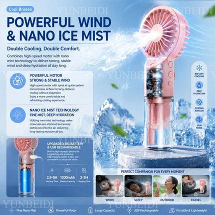 Spray Fan  Portable Small Air Conditioning Fan Humidifier 2/4 Speed Settings Powerful Wind Force for Outdoor Travel Spray Fan