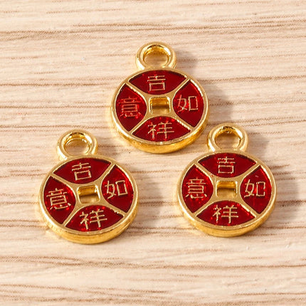 Tusember 10pcs Traditional Chinese Good Fortune Lucky Jade Charms Pendants for Jewelry Making Earrings Necklace Bracelet DIY