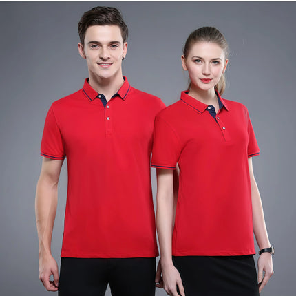 Ice Silk Short Sleeve T-Shirt Summer Work Uniform Logo Printed  Team Culture Polo Shirt  Fashion for Men and Women
