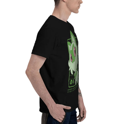 Bandai Pokemon   Sprigatito Stats Men T-Shirt Clothes  Novelty Tees Short Sleeve fugees Cotton