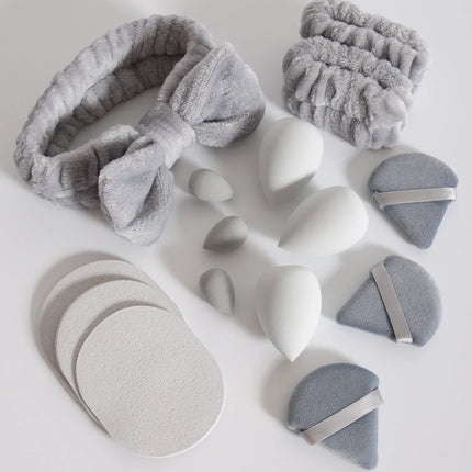 15 件套 Cosmetic Puff Makeup Sponge Blender Beauty Egg Foundation Sponges Puff Wash Face Headband Wristband Make up Accessories