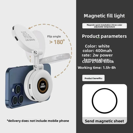 Folding magnetic mobile phone fill light, landscape and portrait shooting outdoor LED mini fill light, handheld light