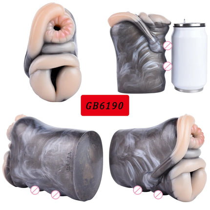 GEEBA Dual Hole Animal Pussy Man Penis Stroker Fantasy Silicone Male Masturbator Realistic Vagina Pocket Onahole Adult Sex Toys