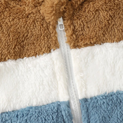 0-9 Months Baby Boy&Girl Winter Coat Plush Splicing Hoodie Crawler Clothing for Infant Warm Clothes Baby Thickened Outerwear