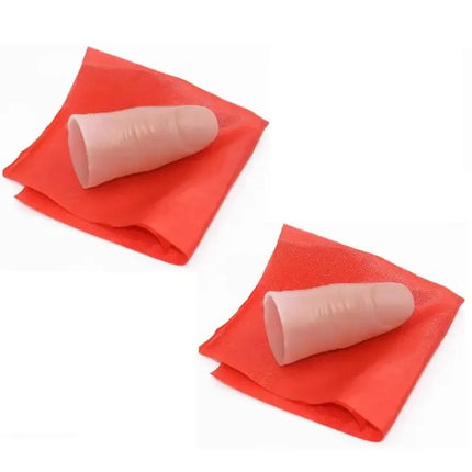 2pcs Disappearing Silk Fake Thumb Tip Finger Magic Trick Reality Magician Close Up Stage Show Prop Prank Toy Red Silk Magic Prop
