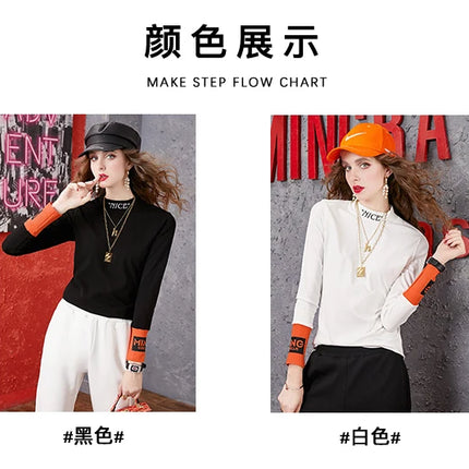 Autumn New Women's Long-sleeved T-shirt Half-high Collar Women's Top Woman clothing Female clothing