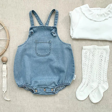 2025 New Baby Boy Girl Romper Cowboy Sleeveless Jumpsuit Toddler Baby Boy Girl Romper Solid Color Boy Casual Costume Baby Romper