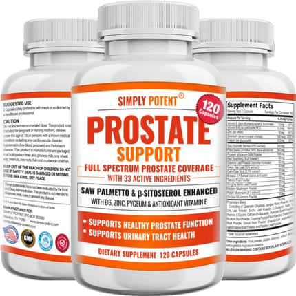 Saw Palmetto, 33 Vitamins & B6, Zinc, Selenium - Prostate Supplement for Men