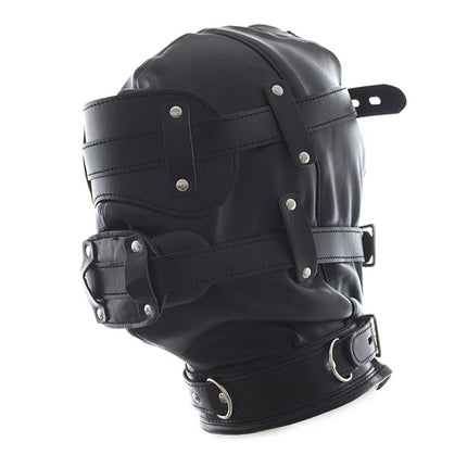 Exotic Accessory Costumes Apparel PU Leather Head Harness Dildo Gag Hood Mask Bdsm Bondage Cosplay Pet Play Headgear Penis Gags