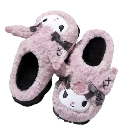 Hot Kuromi Cotton Slippers For Women'S Autumn And Winter Shoes Home Anti Slip Cute Cartoon Cotton Shoes Thickened Slippers Xmas
