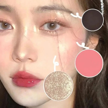 Highlight Powder Matte Blusher Eye Shadow 3 In 1 Face Makeup Natural Palette Multi-color Delicate Shiny Beauty Makeup Cosmetics