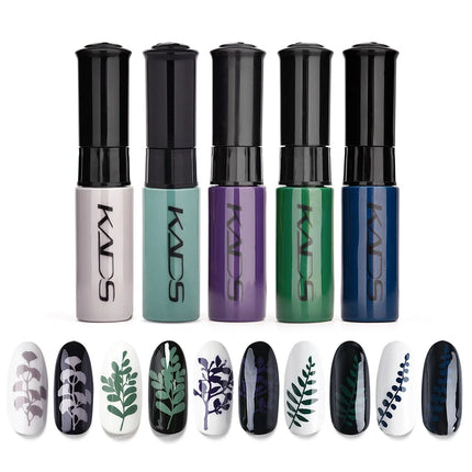 KADS 5/4 Pcs Stamping Varnish Set Nail Stamping Polish Kit Black Nail Art Polish Manicure Stamping Lacquer for Template Nails