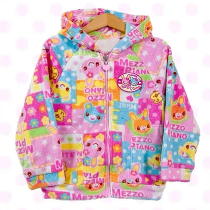 Cute Japanese Printed Cardigan Women Y2K Fairy Grunge Ruffle Patchwork Outerwear Sweet Lolita Harajuku Style Daily Casual Outfit