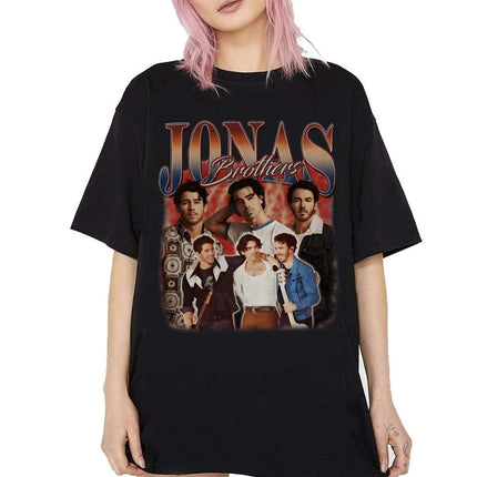 Vintage 90s Jonas Brothers Fan Tee Shirt, Jonas Five Albums One Night Tour Shirt   Men's and women's same four-season pure