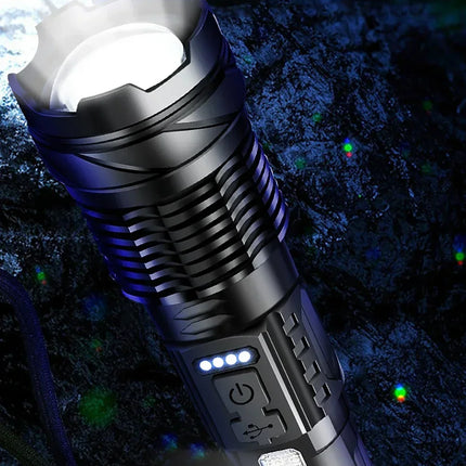 Powerful Flashlights Type C Rechargeable Zoom Torch Light High Power LED Flashlight Built-in Battery For Camping Emergency Lamp