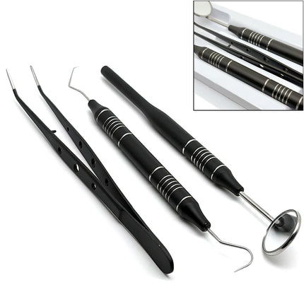 3pcs/KIt Dental Mouth Mirror Tweezers Curve Probe Kit Dental Stainless Steel Instrument For Dentist Oral cleaning Tool